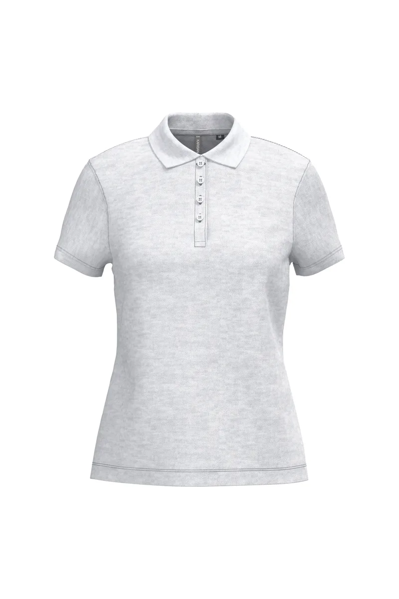 Kariban Piqué-damespolo korte mouwen in kleur Ash Heather